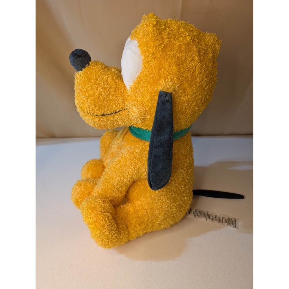 DISNEY Pluto 16" Plush Dog Stuffed Animal Yellow Black Ears Green Collar Toy - Picture 4 of 5